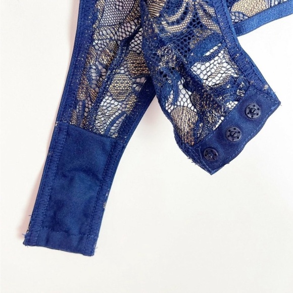 NWOT Oh La La Cheri Unlined Teddy Size Medium Blue Lace - Picture 5 of 6